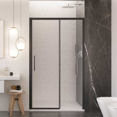 Porta doccia scorrevole con profili neri cristallo 6mm h195 anticalcare LAGOA