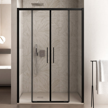 Porta doccia scorrevole con profili neri ingresso centrale 6mm h195 anticalcare LAGOA