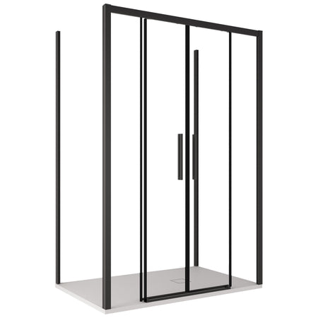 Box doccia tre lati con profili neri scorrevole cristallo 6mm h195 LAGOA-TRIO