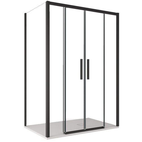Box doccia due lati con profili neri ingresso centrale LAGOA-DUO