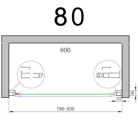 Porta doccia battente NICLA nicchia 8mm H200 anticalcare