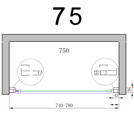 Porta doccia battente NICLA nicchia 8mm H200 anticalcare