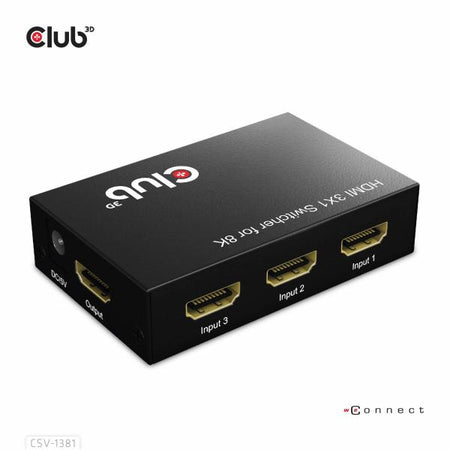 CLUB3D 3 to 1 HDMI 8K60Hz Switch switch per keyboard-video-mouse [kvm] Nero (Club3D HDMI Switchbox 3 Eingnge -> 1)