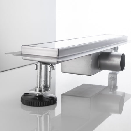 Canalina di scarico bagno con griglia in vetro nero