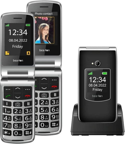 beafon sl 605 lte clamshell 2 sim lcd 2.8-1.77 bluetooth con  base e tasto sos nero fotocmera da 3,0 mp