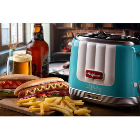 ARIETE HOT DOG MAKER (PARTY TIME) (CELESTE) (0206/01) - CUOCI WURSTEL - SCALDA PANINI - 5 LIVELLI DI COTTURA - 650W