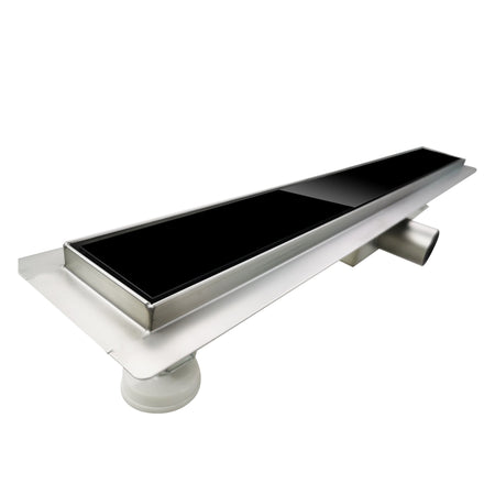 Canalina di scarico bagno con griglia in vetro nero