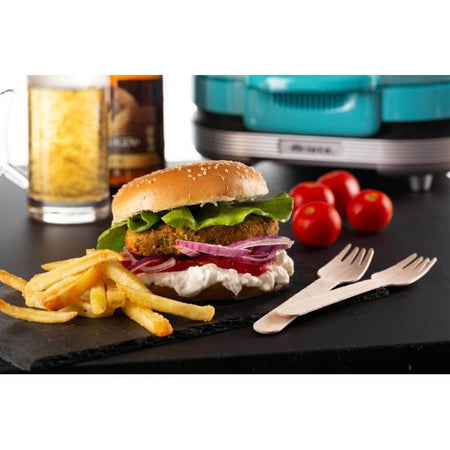 ARIETE HAMBURGER MAKER (PARTY TIME) (0205/01) - CELESTE- GRIGLIA ELETTRICA DA TAVOLO - DOPPIA PISTRA - 1200W