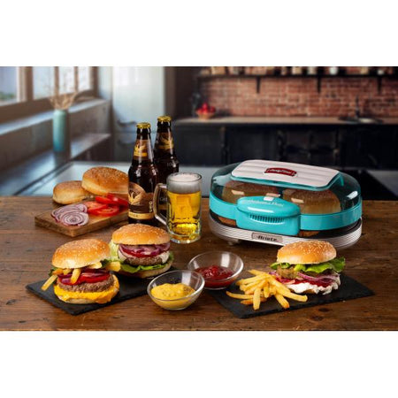 ARIETE HAMBURGER MAKER (PARTY TIME) (0205/01) - CELESTE- GRIGLIA ELETTRICA DA TAVOLO - DOPPIA PISTRA - 1200W