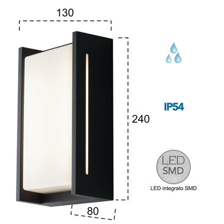 Applique da parete per esterno 18W a led antracite Square