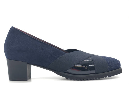 COMODAIDEA Décolleté elasticizzato blu in pelle e suede 926