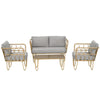 Salotto da Giardino in Rattan Stile Boho con Divano 2 Posti, 2 Poltrone e Tavolino con Vetro 860-287V00YL