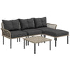 Set Salotto da Giardino da 4 Pezzi con Panchina a 2 Posti, 2 Poltrone e Tavolino, Grigio Scuro 84B-644