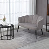 Divano 2 Posti in Velluto con Gambe in Metallo e Schienale a Conchiglia, 132x66x80cm, Grigio RF2839-483V00CGHG2