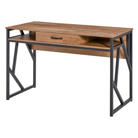 Scrivania da Ufficio Moderna con 2 Cassetti, in Acciaio e MDF, 106x50x77 cm, Nero e Rovere XB3836-563V00BKXB3