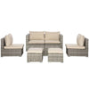 Salotto da Giardino in Rattan PE da 8 Pezzi con Poltrone, Tavolini e Sgabelli, Beige 860-099BG