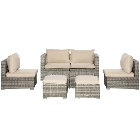 Salotto da Giardino in Rattan PE da 8 Pezzi con Poltrone, Tavolini e Sgabelli, Beige 860-099BG