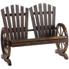 Panchina da Giardino in Legno Stile Country con Braccioli a Ruota, 108x66x95cm, Colore Legno 84B-406