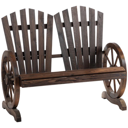 Panchina da Giardino in Legno Stile Country con Braccioli a Ruota, 108x66x95cm, Colore Legno 84B-406
