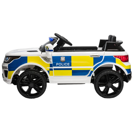 Macchina Elettrica per Bambini della Polizia, Batteria 12V e Telecomando, Sirena Luci Attacco USB per Musica, 110x68x52cm, Bianco LM2370-187V90LM2