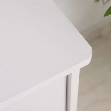 Scrivania per Computer Compatta, Scrivania PC Fisso in Legno Bianco con Ripiano Tastiera Estraibile e Mensole 104x48x95.5cm XN5836-262WTXN5