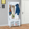 Appendiabiti Attaccapanni da Terra con Specchio Scarpiera 4 Ganci Legno 80x40x170cm Bianco HU7831-226HU7