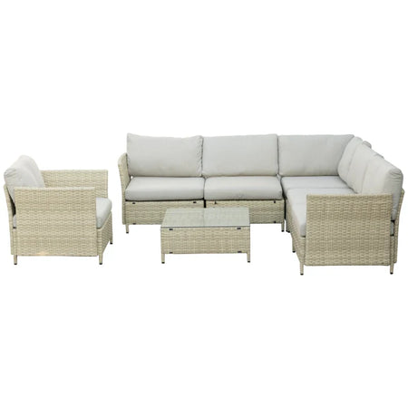 Salotto da Giardino 7 Pezzi Modulabile in Rattan PE con Cuscini, Beige 860-253V00BG