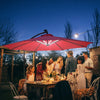 Ombrellone da Giardino a Braccio Ø3x2.4 m con Manovella e 8 Strisce LED a Energia Solare, Rosso scuro 84D-066WR