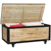 Panca Contenitore da 121L con 4 Rotelle e Maniglie in Legno e Acciaio, 100x50x43cm, Colore Legno 84G-322V00ND