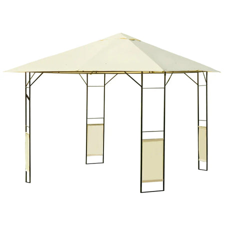 Gazebo da Giardino 3x3m in Metallo Nero con Tettuccio Crema 01-0867