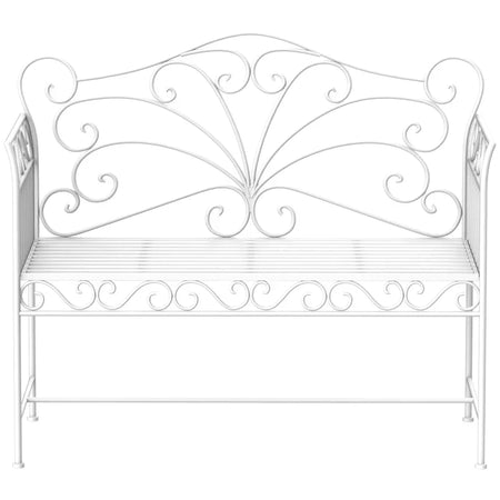 Panchina da Esterno a 2 Posti , Panchina Biposto da Giardino Stile Romantico Ferro 113.5 x 50 x 96cm Bianco 84B-077