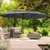 Ombrellone Doppio da Giardino in Metallo e Poliestere Anti-UV Impermeabile, 440x270x250cm, Grigio 84D-085GY