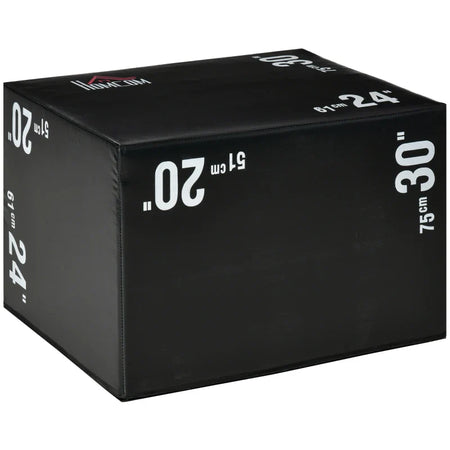 Plyo Box 3 in1 a 3 Altezze, Jumping Box Pliometrico Capacità 120kg, 75x51x61cm, Nero ED5A93-052ED5