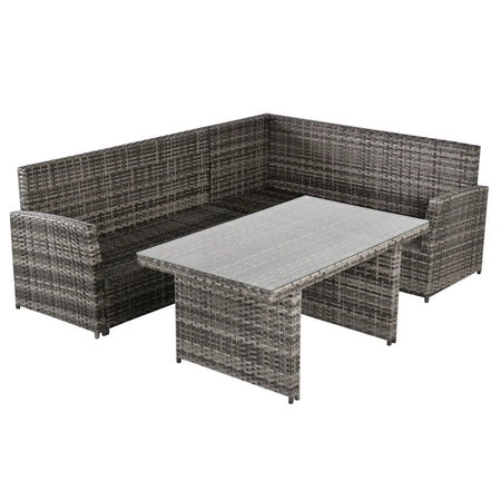 Salotto da Giardino Set 3 Pz con 2 Divani da Esterno e 1 Tavolo da Giardino in Rattan Sintetico Grigio 860-123
