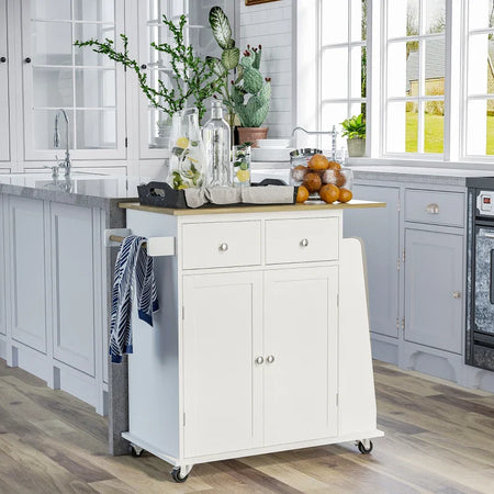 Carrello da Cucina Portaspezie a 3 Livelli e 4 Ruote in MDF e Truciolato, 89x45x89cm, Bianco ER3801-163ER3