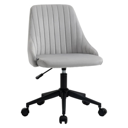 Sedia da Ufficio in Velluto Grigio con Altezza Regolabile, Sedia Ergonomica Girevole a 360° e Ruote, 50x58x77-87cm JH1921-488GYHJ1