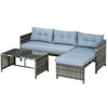 Salotto da Giardino con Divanetto, Chaise Longue e Tavolino in Rattan PE con Cuscini, Grigio 860-121V00GY