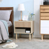 Comodino Moderno con Cassetto e Ripiano Aperto in Truciolato, 47x47x50 cm, Color Legno IK4831-506IK4