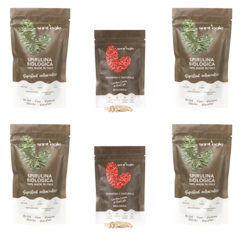 4 confezioni di spirulina biologica Italiana + 2 confezioni VitC biologica