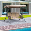 Dondolo da Giardino a 3 Posti con Tettuccio Regolabile e Tasche Portaoggetti Marrone 196x128x172cm 84A-110V01