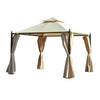 Gazebo da Giardino 3 x 3m con 4 Tende Laterali e Doppio Tetto Beige 84C-033