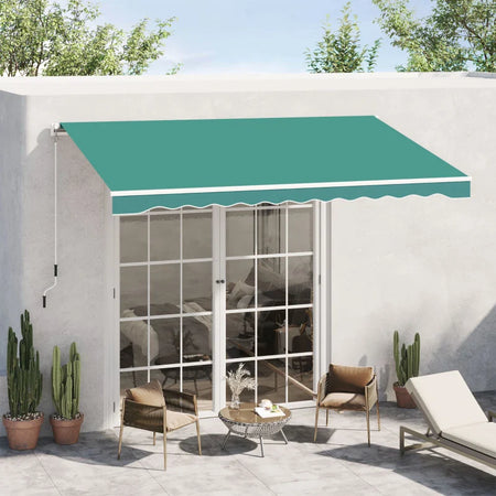 Tenda da Sole per Esterno Avvolgibile a Manovella in Metallo e Alluminio, 4x2.5m, Verde Scuro ED4840-151GNED4