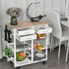 Carrello da Cucina con Ruote, Mobile da Cucina Salvaspazio in Legno Massiccio: 3 Cassetti, 3 Cestelli, 2 Portaspezie, 2 Ripiani, 92x37x82 cm UY5801-158UY5