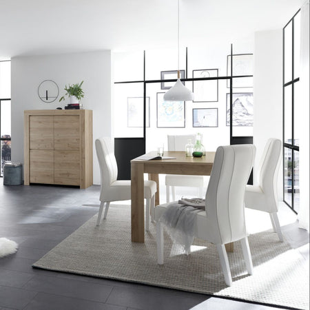 Tavolo "Gliese" con gambe e piano in MDF, design moderno, per arredo interno 137/185 x 90 h 76 cm