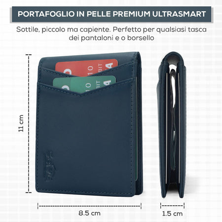 SEI G Portafoglio blu uomo portacarte blocco RFID Portafogli SEI G