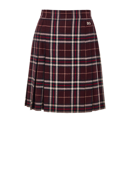 Dolce & Gabbana Gonna Scozzese Bordeaux con Pieghe da donna