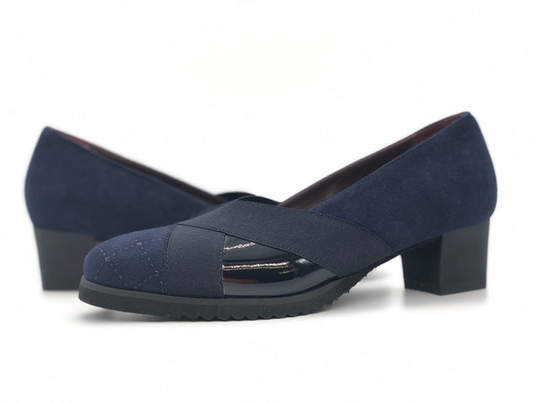 COMODAIDEA Décolleté elasticizzato blu in pelle e suede 926