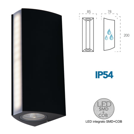 Applique da parete per esterno 14W a led a tripla emissione antracite Omni