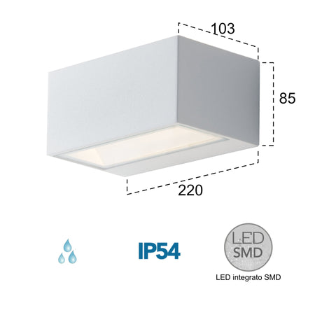 Applique da parete per esterno 20W a led a doppia emissione bianca Box