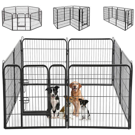 Recinto Cancello Protezione Cani, Gatti, Cuccioli 6.16mt Metallo 8Moduli 77x80 cm